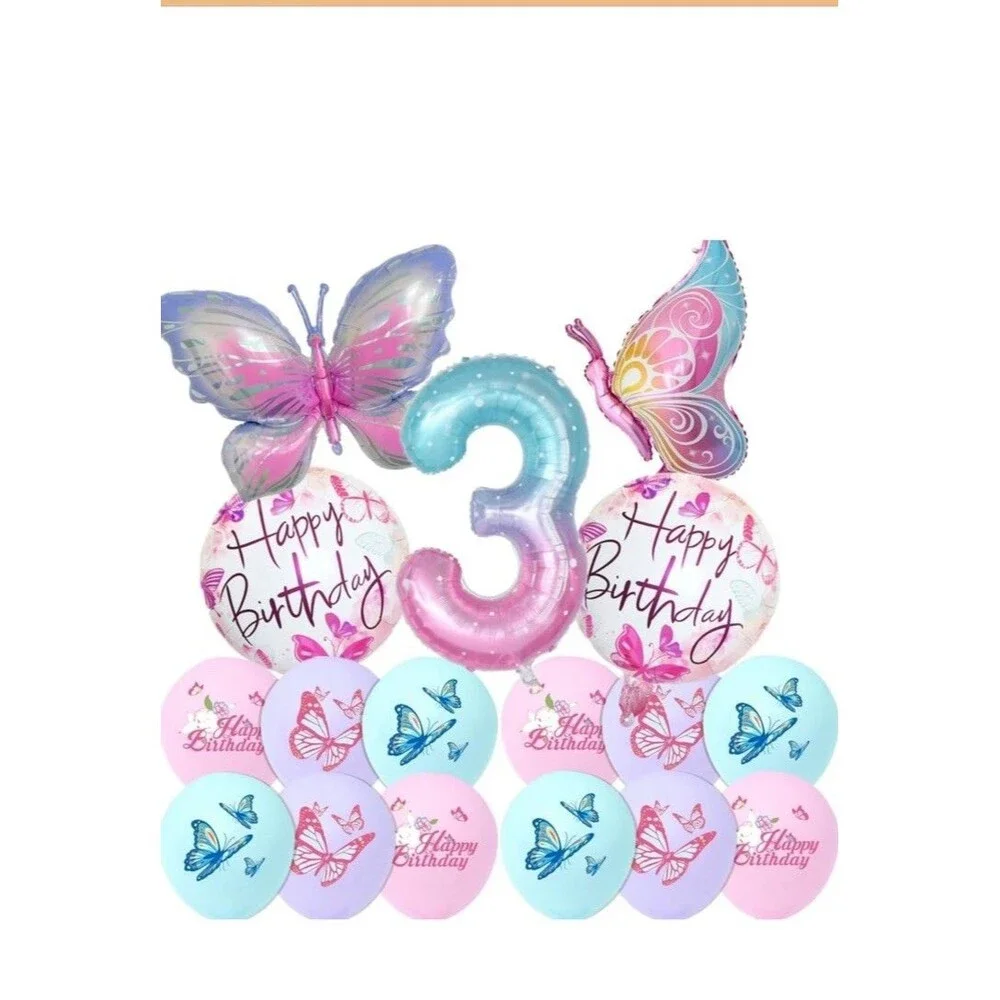 Butterfly Balloons Birthday Decorations Pink Purple Confetti Balloon Girls #3